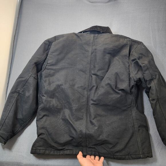 Carhartt Mens Coat Extra Large Black Duck Canvas Quilt Lined Work Chores Grunge - Picture 9 of 12